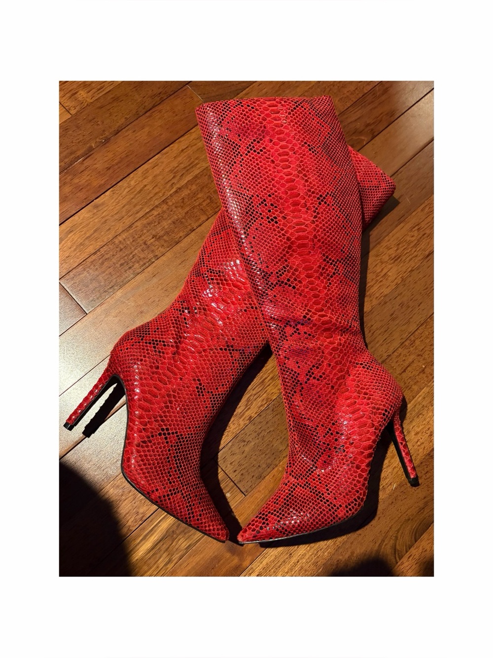 Women’s Thalia Sodi Red Snake-Print Knee-High Stiletto Boots